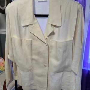 White Linen Ellen Tracey Jacket in S